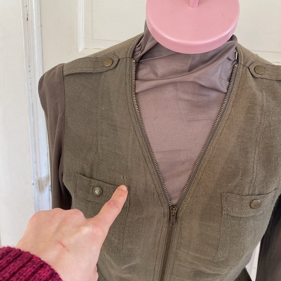 Anthropologie Parameter Long Sleeve Zip Front Olive Green Dress 4 - Picture 2 of 6